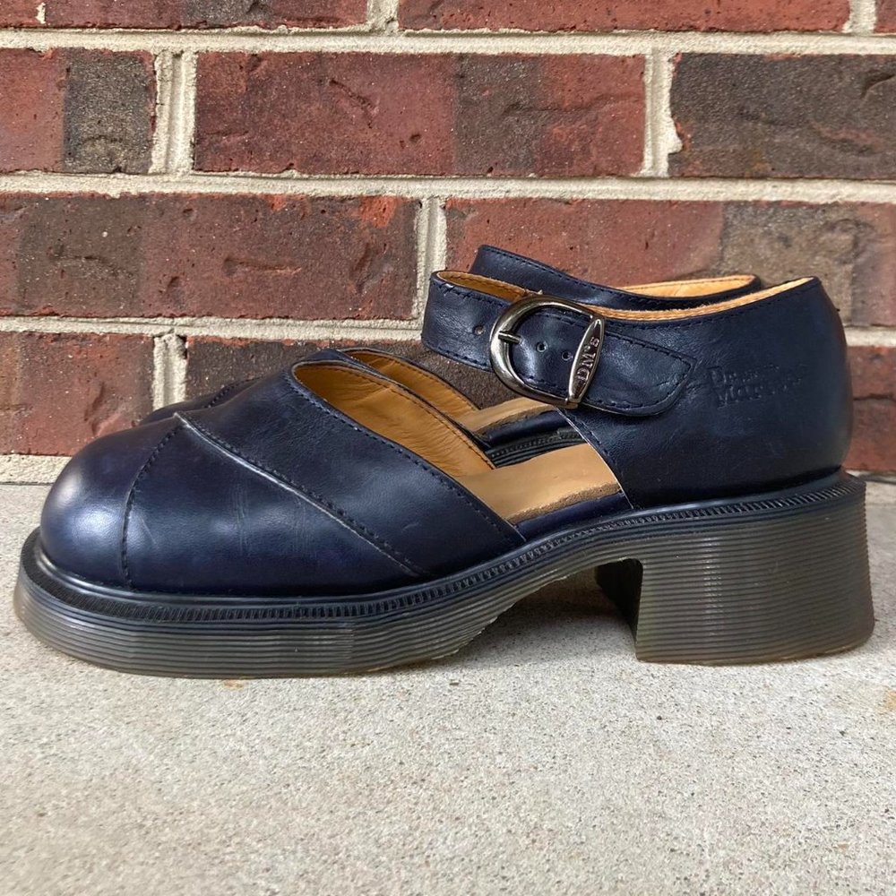 vintage dr. martens MIE 8653 heeled mary jane babydoll style strappy shoes